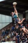 Tynedale's Graeme Dunn wins the line-out against Old Albanians. Photo: David T. Hewitson/Sports for All Pics